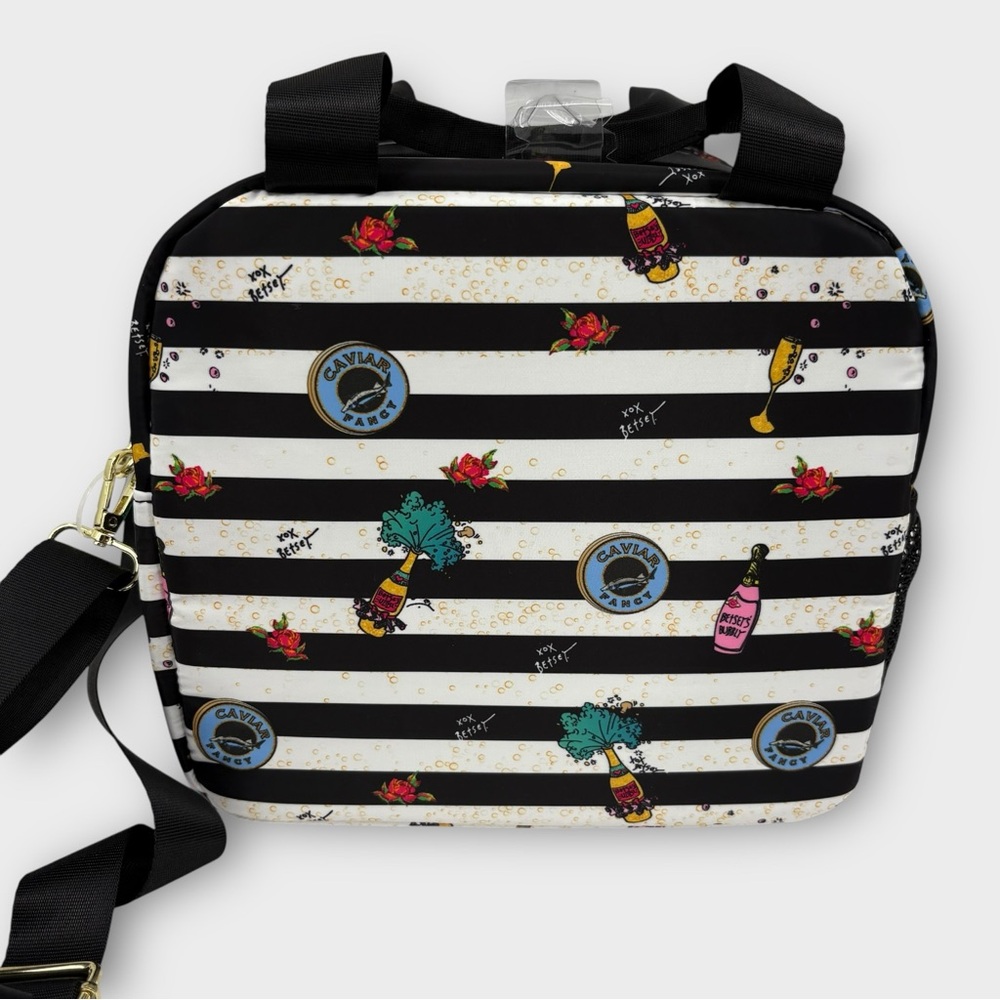 Betsey Johnson Caviar and Champagne Insulated Top Handle Lunch Tote Bag NWT - Picture 8 of 9
